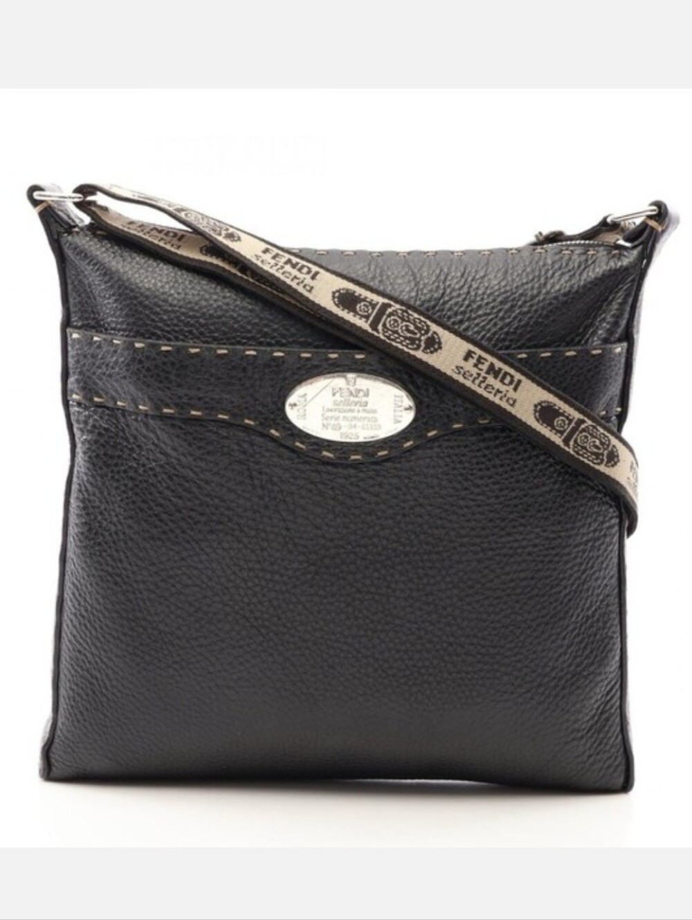 FENDI Vintage Selleria Brown Pebbled Leather Crossbody Messenger Shoulder Bag